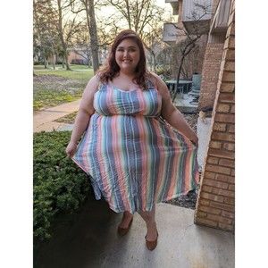 Torrid Pastel Rainbow Striped Sleeveless Dress size 5